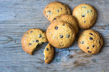 Sweet cookies on wooden table