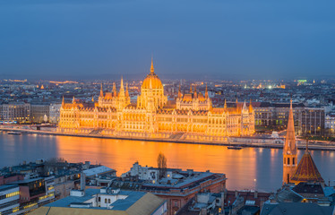 Fototapeta na wymiar The Hungarian Parliament Building. Popular landmark of Budapest.