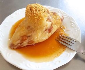 Vegetarian rice dumpling closeup at stall