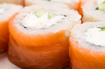 rolls with salmon from above