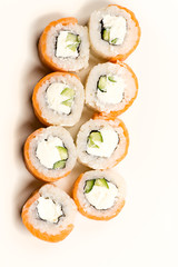 delicious sushi rolls from above