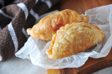Close up Curry Puff on Paper