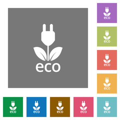 Eco energy square flat icons