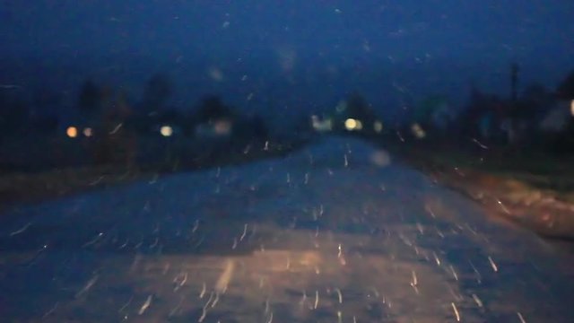 night road through the snow