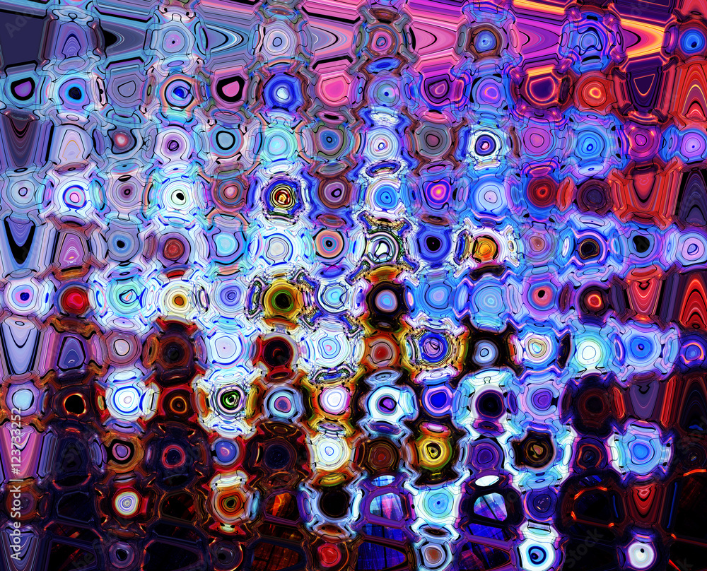 Poster beautiful abstract background with circles, glass pattern and notes, life and color in music.