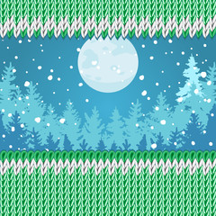 Christmas card. Winter landscape.