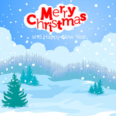 Christmas card winter landscape.