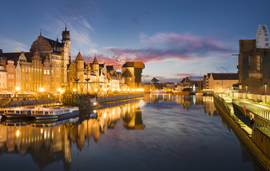 Obraz premium Cityscape of Gdansk in Poland, panorama night city