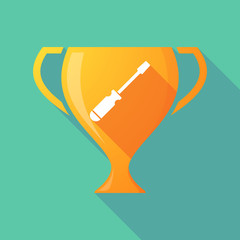 Long shadow gold award cup with a screwdriver