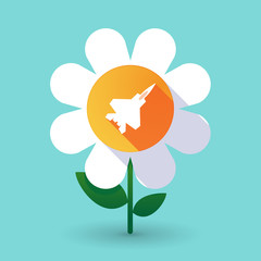 Long shadow daisy flower with a combat plane