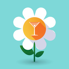 Long shadow daisy flower with a cocktail glass