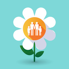 Long shadow daisy flower with a gay parents  family pictogram