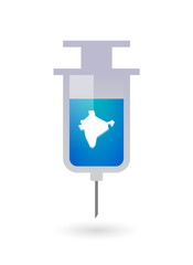 Isolated  syringe with  a map of India