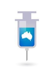 Isolated  syringe with  a map of Australia
