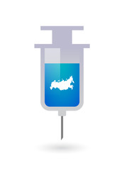 Isolated  syringe with  a map of Russia