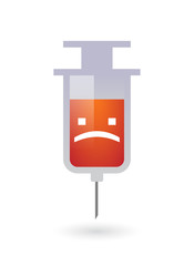 Isolated  syringe with a sad text face