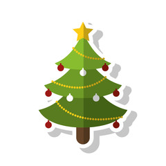 Pine tree icon. Merry christmas season celebration and decoration theme. Isolated design. Vector illustration