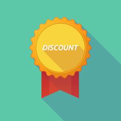 Long shadow badge with    the text DISCOUNT