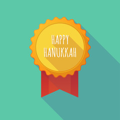 Long shadow badge with    the text HAPPY HANUKKAH