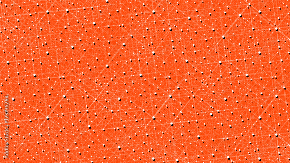 Poster abstract pattern of white dots with criss cross effect on an orange background