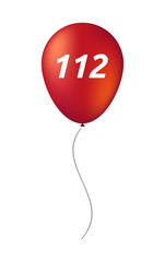 Isolated balloon with    the text 112