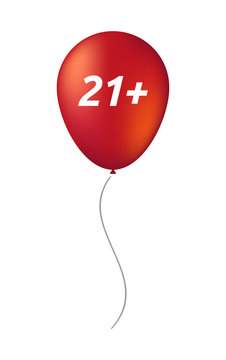 Isolated balloon with    the text 21+