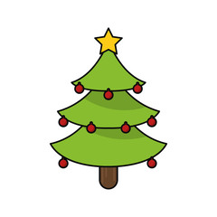 Obraz premium Pine tree icon. Merry christmas season celebration and decoration theme. Isolated design. Vector illustration
