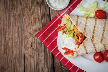 Tasty fresh wrap sandwich.