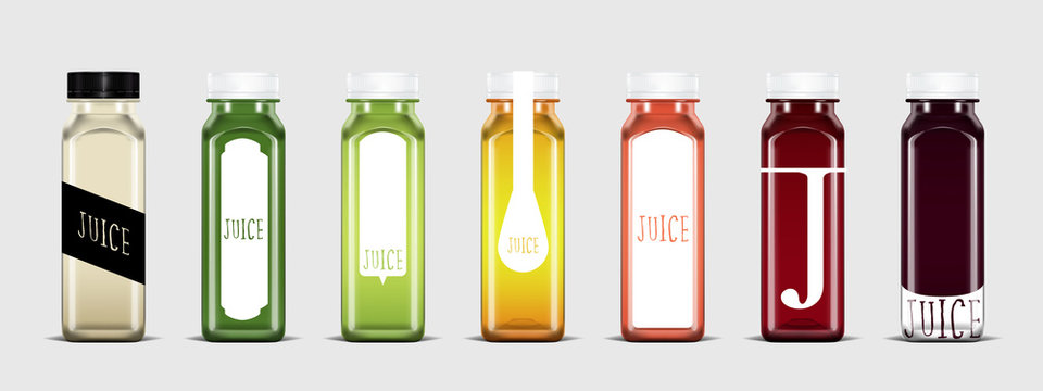 Plastic juice bottle with label template