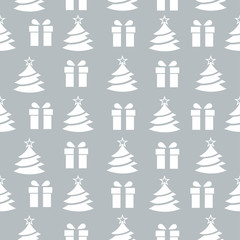 Fototapeta na wymiar Abstract seamless pattern for girls, boys, clothes Creative vector background with gift, Christmas tree, ornamentation. Funny wallpaper for textile and fabric. Fashion style. Colorful bright.