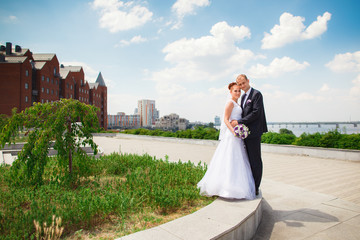 Young wedding couple enjoying romantic moments. Wedding celebrations. Love. Wedding. Bride and groom. Husband and wife.