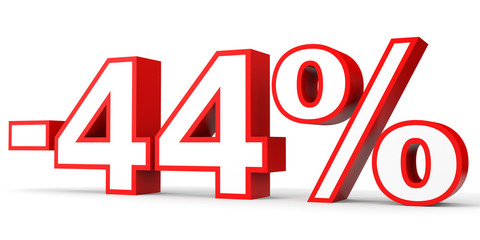 Discount 44 percent off. 3D illustration on white background.