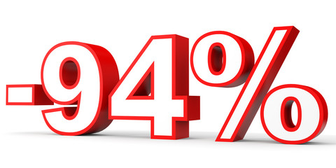 Discount 94 percent off. 3D illustration on white background.
