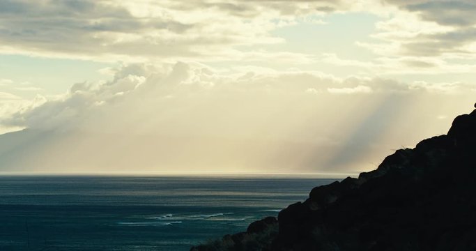 Beautiful landscape seascape view of clouds on the horizon at sunset