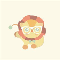 cute lion cartoon, king of the jungle, T-shirt design vector illustration