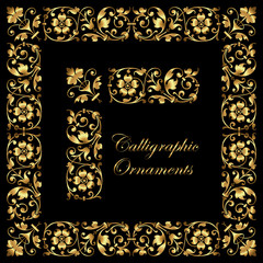 Decorative calligraphic ornaments in gold