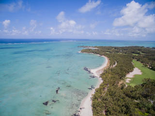 Fototapeta na wymiar Aerial View: Ile aux Cerfs (Leisure Island), Mauritius