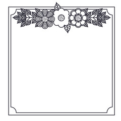 Decorative frame with flower and leaves icon. Ornament border decoration and card theme. Isolated design. Vector illustration
