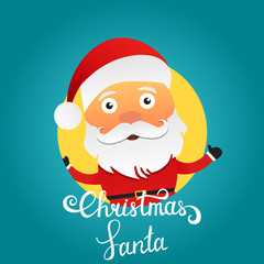 Christmas Santa Claus. Modern Christmas lettering. Seasonal Greeting card