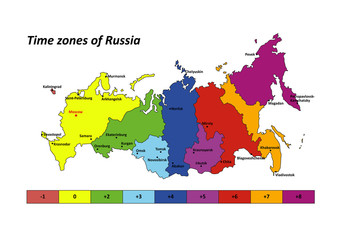 Vector map of Russia 2016 with time zones