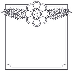 Decorative frame with flower and leaves icon. Ornament border decoration and card theme. Isolated design. Vector illustration