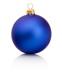 Blue christmas bauble Isolated on white background