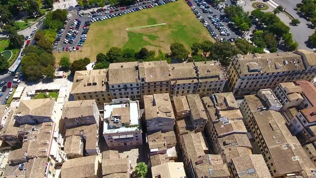 Corfu fortress. The most important tourist atraction in Corfu Town, the capital of Kerkyra Island. Video from above