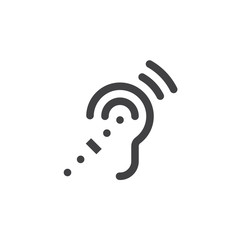 Assistive Listening Systems Symbol. deafness line icon, outline vector logo illustration, linear pictogram isolated on white