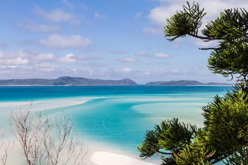 Fotobehang Whitehaven Beach, Whitsundays Eiland, Australië Prachtig landschap op de Whitsunday-eilanden in Australië