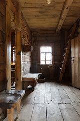interior of the Russian hut