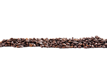 Roasted coffee beans on a white background