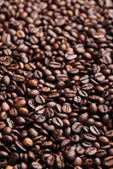 Brown roasted coffee beans background