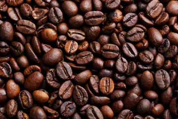 Obraz premium Brown roasted coffee beans background