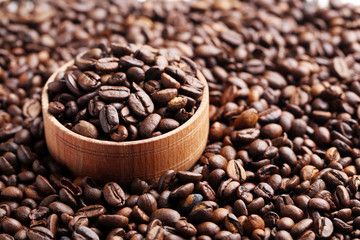 Brown roasted coffee beans background